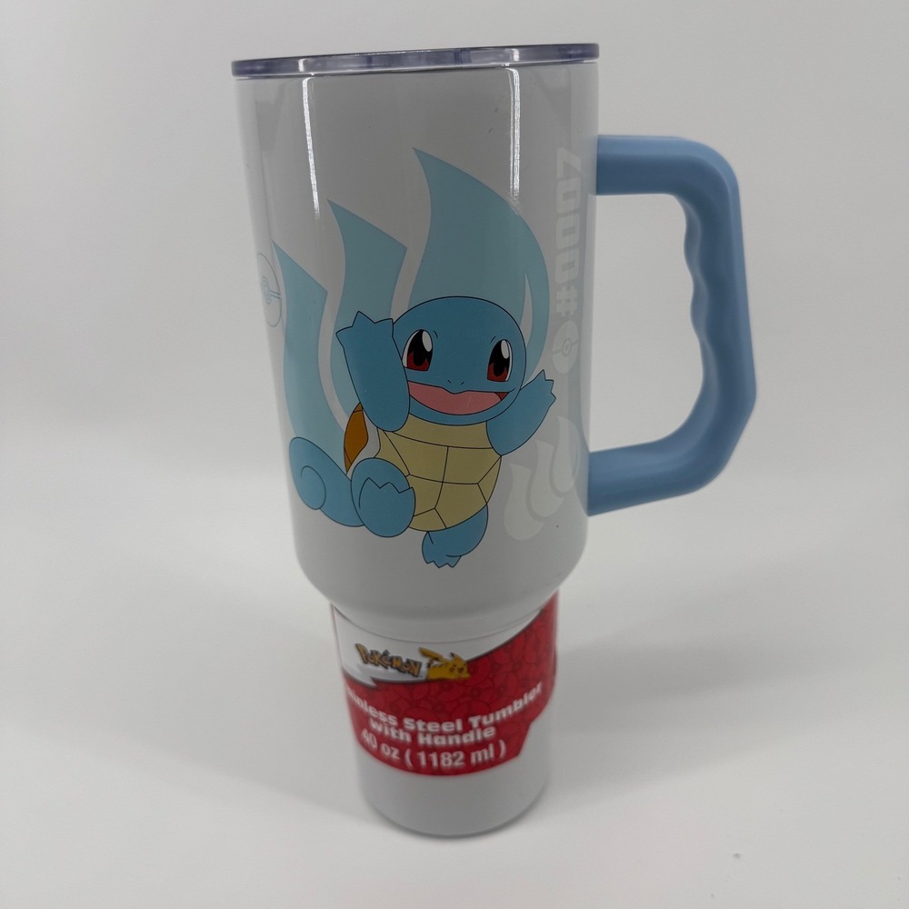 Pokemon Squirtle Stainless Steel Tumbler Mug With Handle 40 oz NEW (No‎ Straw)